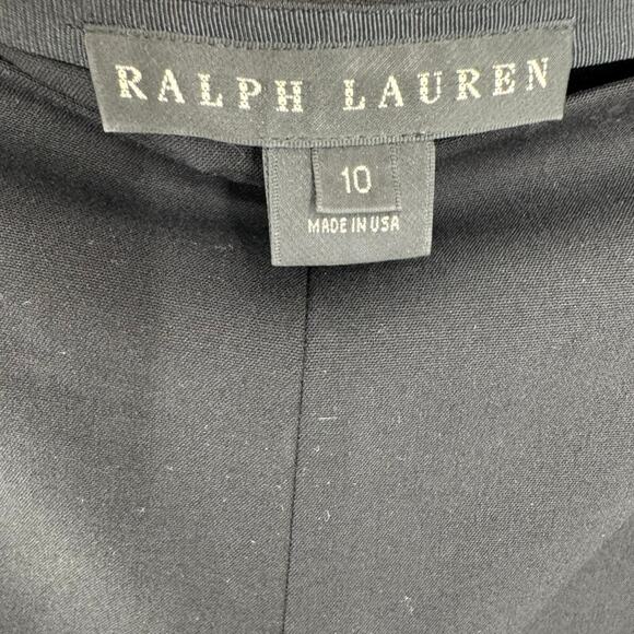 Ralph Lauren Black Wool Pants Size 10 Side Zip Trousers - Picture 5 of 8